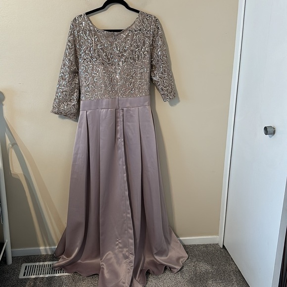 Alex Evenings Satin High Low Ballgown Dress with Pockets - Picture 9 of 9